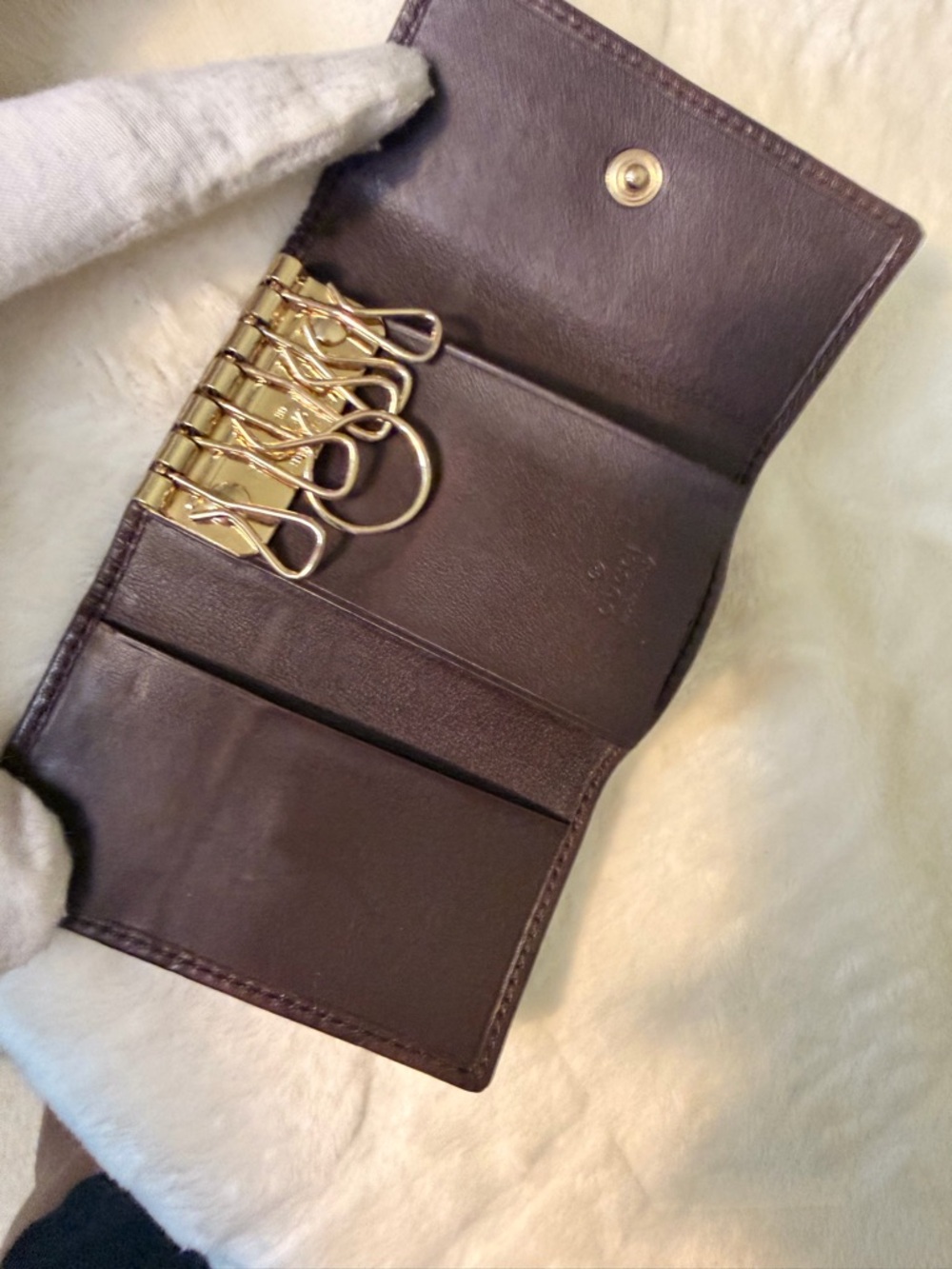 Gucci brown Guccissima leather key case. - Picture 7 of 16